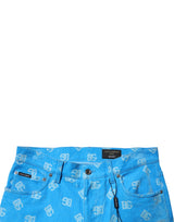 Dolce & Gabbana Blue Logo Monogram Cotton Skinny Denim Jeans