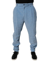 Dolce & Gabbana Light Blue Corduroy Cotton Skinny Denim Jeans