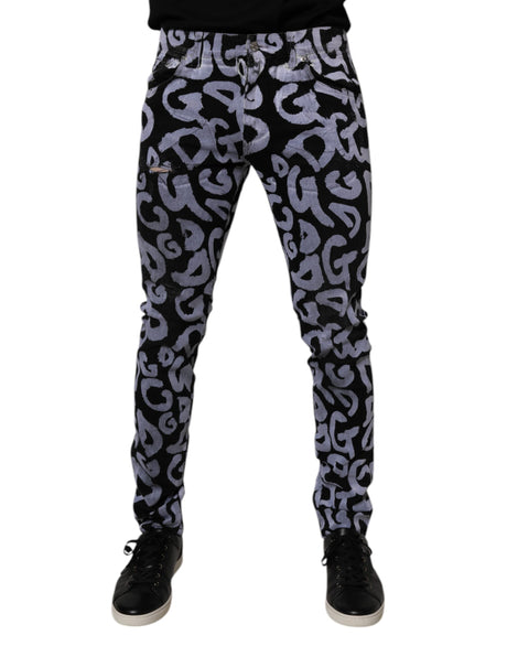 Dolce & Gabbana Black Logo Monogram Cotton Skinny Denim Jeans