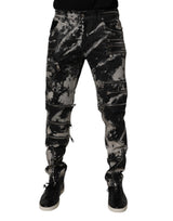 Dolce & Gabbana Black Tie Dye Cotton Skinny Zip Denim Jeans