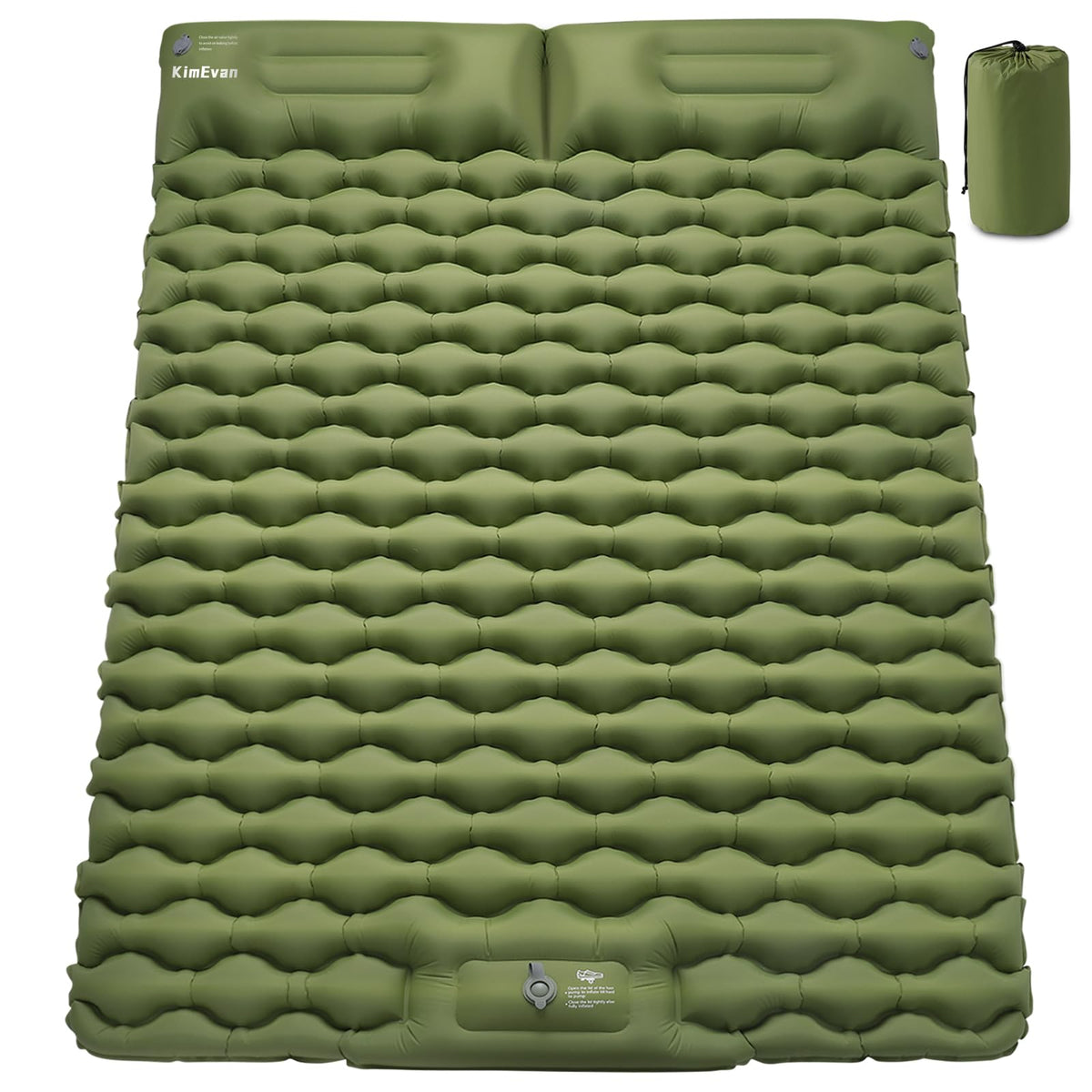 Kimevan Double Sleeping Pad for Camping 3.15 Extra-Thick Inflatable Camping Pad 2 Person Sleeping Mat Built-in Foot Pump & Pillow Portable Camping Mattress for Backpacking Hiking Car Traveling