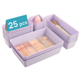 Vtopmart 25 PCS Plastic Drawer Organizers Set 4-Size Versatile Bathroom and Vanity Drawer Organizer Trays Storage Bins for Makeup Bedroom Kitchen Gadgets Utensils and Office