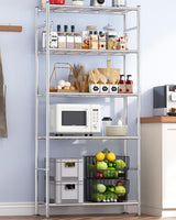 Sakugi Storage Shelves - 5 Tier Shelf Organizer Heavy Duty Garage Shelving Unit with Leveling Feet Stable Metal Shelves Organizer for Pantry Kitchen and Closet 33.1" W X 12.6" D X 72.0" H Silver