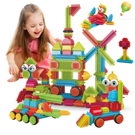 Contixo STEM & STEAM Building Toys ST6 100-Piece Bristle Shape 3D Tiles Set - Educational Construction Blocks Creative Stacking & Learning Toy for Kids Ages 3-8