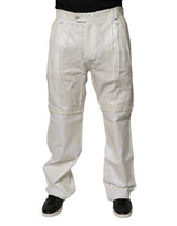 Dolce & Gabbana White Linen Mid Waist Straight Men Denim Jeans