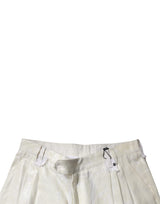 Dolce & Gabbana White Linen Mid Waist Straight Men Denim Jeans