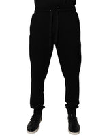 Dolce & Gabbana Black Cotton Mid Waist Jogger Sweatpants Pants