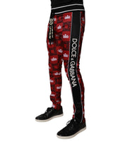 Dolce & Gabbana Red Crown Logo Monogram Men Sweatpants Pants
