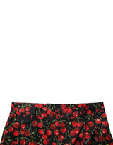 Dolce & Gabbana Black Red Cherry Print Bermuda Cotton Shorts