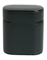 Dolce & Gabbana Green Calfskin Leather Logo Print Flip Holder Airpods Case