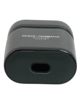 Dolce & Gabbana Green Calfskin Leather Logo Print Flip Holder Airpods Case