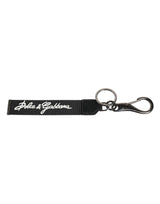 Dolce & Gabbana Black White DG Logo Silver Men Keychain Polyester Keyring