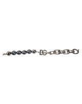 Dolce & Gabbana Silver Tone Chain Lobster Clasp Logo Gray Pearls Bracelet