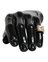 Dolce & Gabbana Gold Tone Sterling Silver 925 Crystals Ring