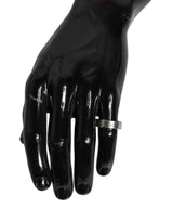 Dolce & Gabbana Silver Tone Brass Clear Crystal DG Logo Ring