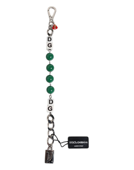 Dolce & Gabbana Silver Tone Brass Bead Dice Logo Embellish Charm Bracelet