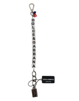 Dolce & Gabbana Silver Brass Chain Dice Logo Embellished Charm Bracelet