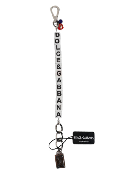 Dolce & Gabbana Silver Brass Chain Dice Logo Embellished Charm Bracelet