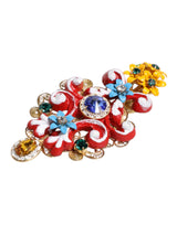 Dolce & Gabbana Multicolor Spring CARRETTO Gold Brass Crystal Hair Clip