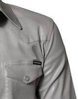 Dolce & Gabbana Metallic Gray Cotton Button Down Shirt
