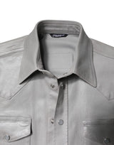 Dolce & Gabbana Metallic Gray Cotton Button Down Shirt