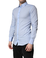 Dolce & Gabbana Light Blue Cotton GOLD Dress Formal Shirt