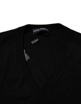 Dolce & Gabbana Black Camouflage V-neck Pullover Sweater