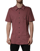 Dolce & Gabbana Dark Pink Button Down Casual Polo Men Shirt