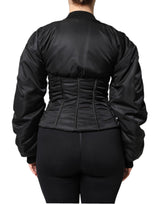 Dolce & Gabbana Black Nylon Full Zip Bustier Corset Jacket