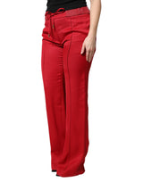 Dolce & Gabbana Red Viscose Straight Fit Pants