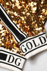 Dolce & Gabbana Metallic Gold DG Logo Sequined Jogger Pants
