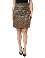 Dolce & Gabbana Brown Polyester Brocade A-line Mini Skirt