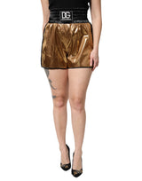 Dolce & Gabbana Metallic Gold High Waist Women Hotpants Short