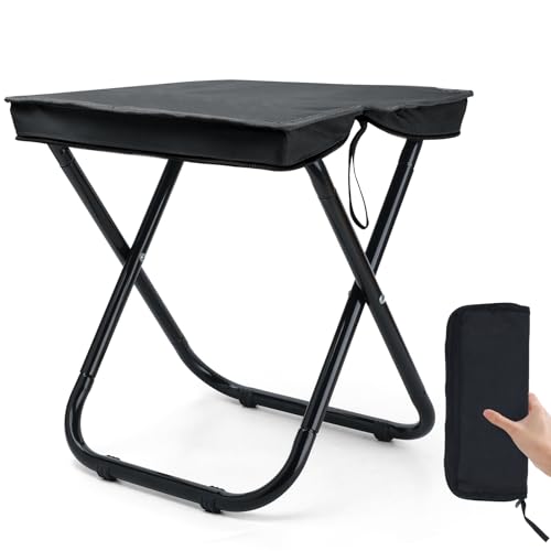 Outplea 16" Outdoor Foldable Stool Lightweight Camping Stool for Adults Heavy Duty Support 350lbs Portable Seat Foot Rest for Travel Fishing Hiking