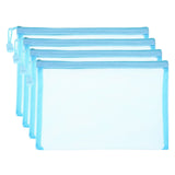 PATIKIL Mesh Zipper Bags 4 Pack Nylon A5 Size Pen Pencil Travel Cases Toiletry Cosmetic Makeup Pouches Zipper Files Purse Organizer for Office Sky Blue