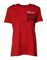 Dolce & Gabbana Red Cotton Graphic Print Crew Neck T-shirt
