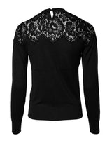 Dolce & Gabbana Black Floral Lace Long Sleeves Blouse Top