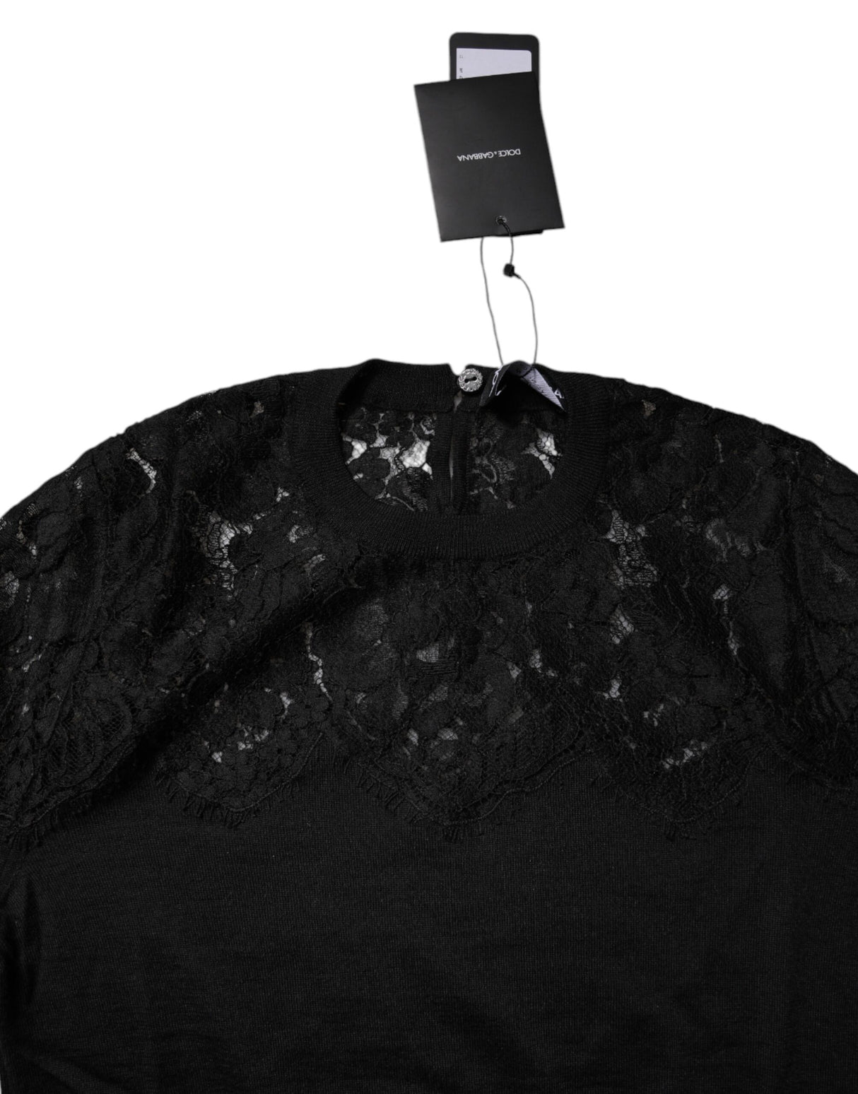 Dolce & Gabbana Black Floral Lace Long Sleeves Blouse Top