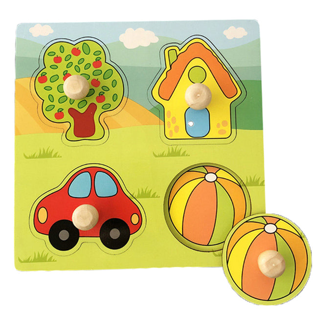 Wooden Puzzle Board for Kids - Fruit and Veg Jigsaw Toy