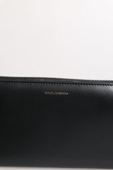 Dolce & Gabbana Black Blue Exotic Leather Embossed Continental Wallet