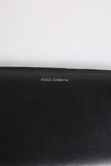 Dolce & Gabbana Black Blue Exotic Leather Embossed Continental Wallet