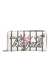 Dolce & Gabbana White Leather DG Crown Royals Continental Zip Around Wallet