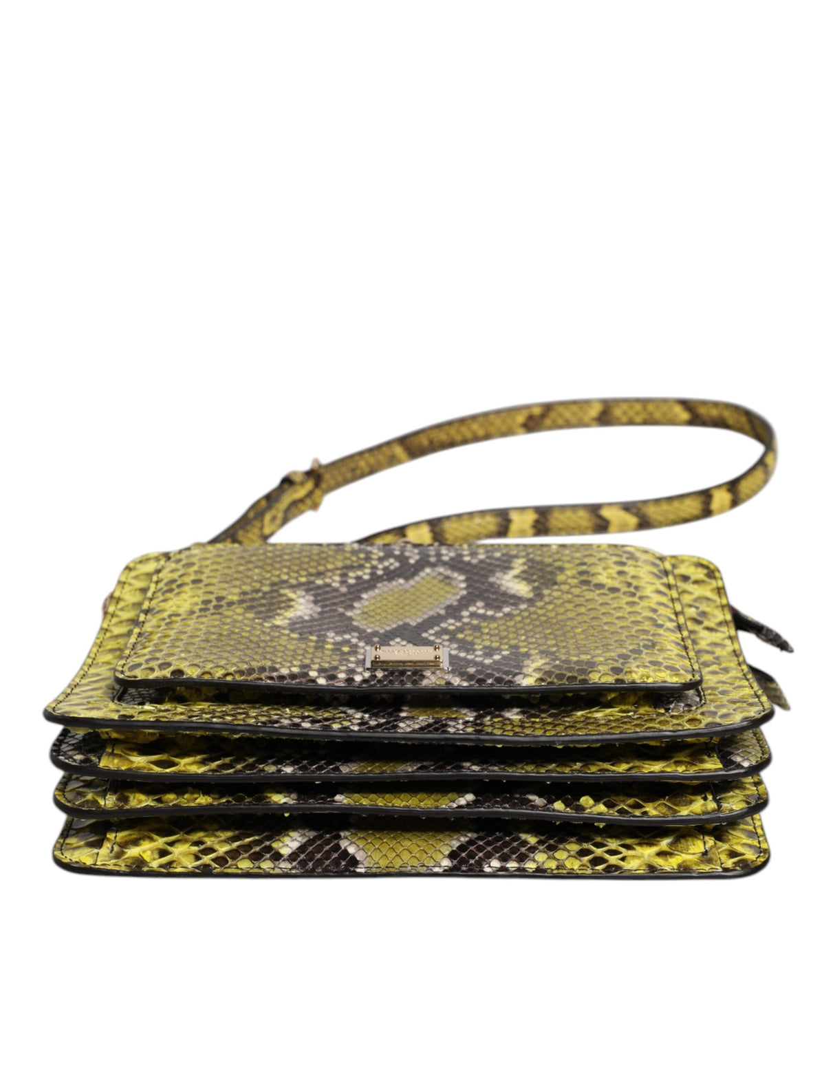 Dolce & Gabbana Green Exotic Leather DG Plaque Crossbody Clutch Bag