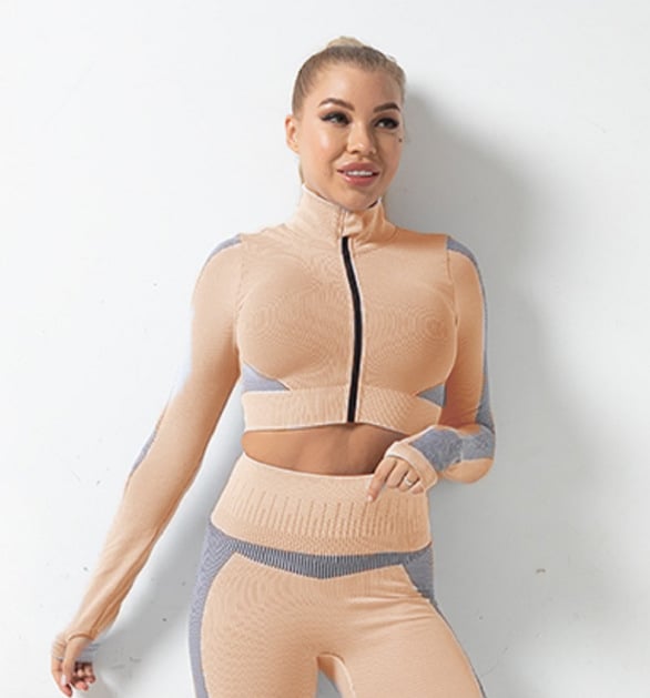 Seamless Jacket Zipper Suit for Fitness Yoga Wear