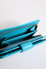 Dolce & Gabbana Light Blue Leather Bifold Continental Clutch Wallet