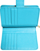 Dolce & Gabbana Light Blue Leather Bifold Continental Clutch Wallet