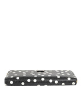 Dolce & Gabbana Black White Dotted Leather Zip Around Continental Wallet
