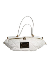 Dolce & Gabbana White Quilted Logo Plaque Belt Waist Fanny Pack Bag