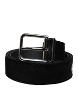 Dolce & Gabbana Black Cotton Silver Tone Metal Buckle Belt