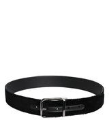 Dolce & Gabbana Black Cotton Silver Tone Metal Buckle Belt